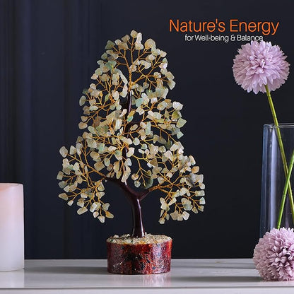 7 Chakra Money Tree Healing Feng Shui Statues & Figurines Reiki Crystal Balancing Buddha Home Décor (Green Jade G)