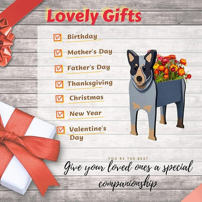Australian Cattle Dog Planter Plant Pots,Cute Large Dog Flower Planter,Gifts for Pet Lovers,Unique Animal Plant Pots,Office,Indoor Outdoor Garden Decor(9.84 * 8.57 * 17in)
