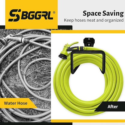 2 pcs Garden Hose Holder Wall Mount - Heavy Duty Hose Hanger for Outside Yard Garden Storage Hook Rack
