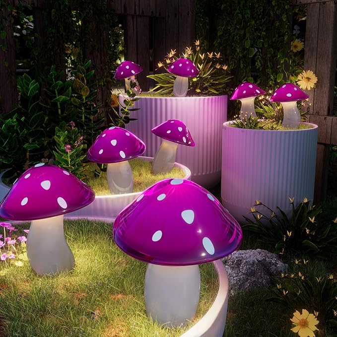 Upgraded Solar Mushroom Lights Outdoor, 9 Pack Garden Stake Light with 8 Lighting Modes, IP65 Waterproof Solar Pathway Fairy Decor for Yard/Flower Bed/Patio/Landscape/Backyard, Christmas Gift, 30 FT