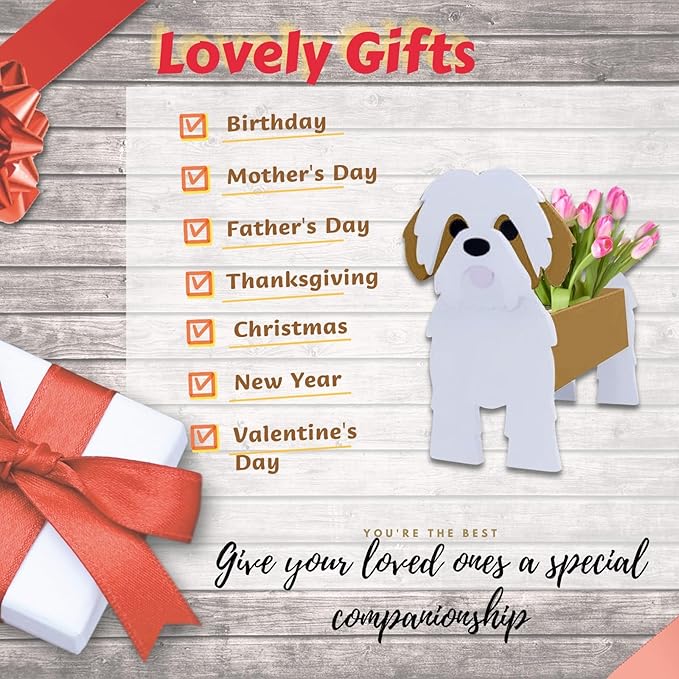 Brown Shih Tzu Dog Planter Plant Pots,Cute Dog Flower Planter,Gifts for Pet Lovers,Unique Animal Plant Pots,Office,Indoor Outdoor Garden Decor(9.45in*8.98 * 13.5in)
