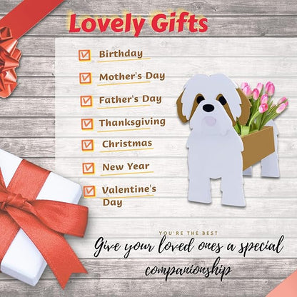 Brown Shih Tzu Dog Planter Plant Pots,Cute Dog Flower Planter,Gifts for Pet Lovers,Unique Animal Plant Pots,Office,Indoor Outdoor Garden Decor(9.45in*8.98 * 13.5in)