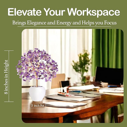 YATSKIA Amethyst Crystal Tree, Gemstones and Crystals, Stone Desk Decor, Healing Crystal, Gem Tree Purple, Unique Gifts for Women, Meditation Decor, Spiritual Gifts