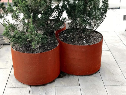 Plantercraft Large Round Planters for Outdoor Plants - 36x18 Inch Corten Steel Planter, Extra Large Outdoor Planter for Garden, Patio, and Landscape Design