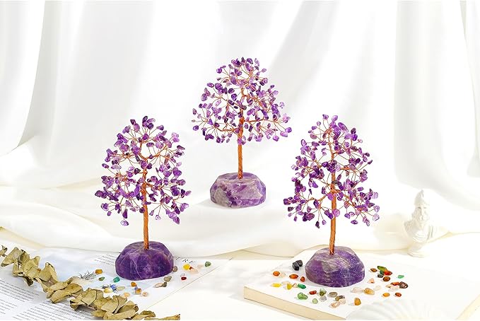SITUMEIZI 7.09IN Amethyst Crystal Tree Amethyst Crystals and Healing Stones Natural Purple Gifts for Women Room Office Desk Purple Decor Reiki Spiritual Meditation Energy Tree of Life
