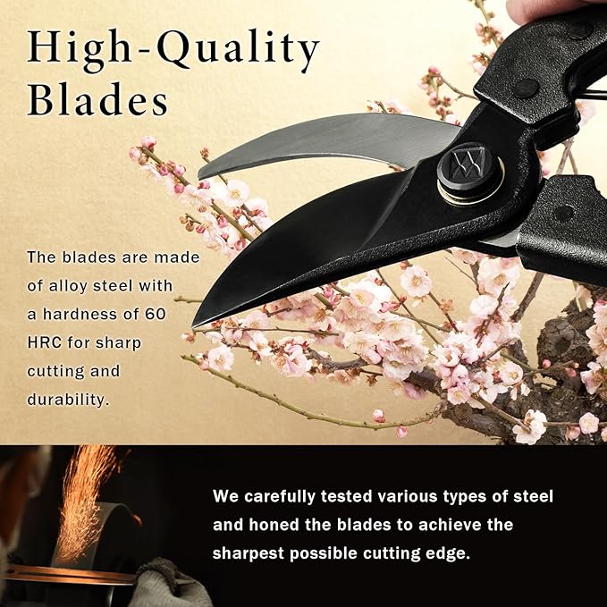 Professional Forged Bypass Pruning Shears 7.9" Japanese Hand Garden Scissors Made in Japan (Standard Model)