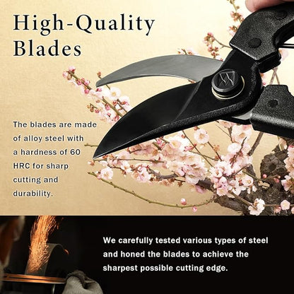 Professional Forged Bypass Pruning Shears 7.9" Japanese Hand Garden Scissors Made in Japan (Standard Model)