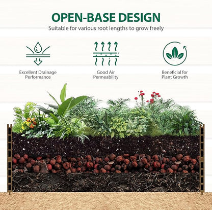 Modern Raised Garden Planter Bed - Durable, Weather-Resistant & Stylish Outdoor Flower Box for Gifts, Gardens, Patios, and Birthdays - Outdoor Decor, and Raised Beds - 47.6" x 23.7" x 12.2" (Brown)