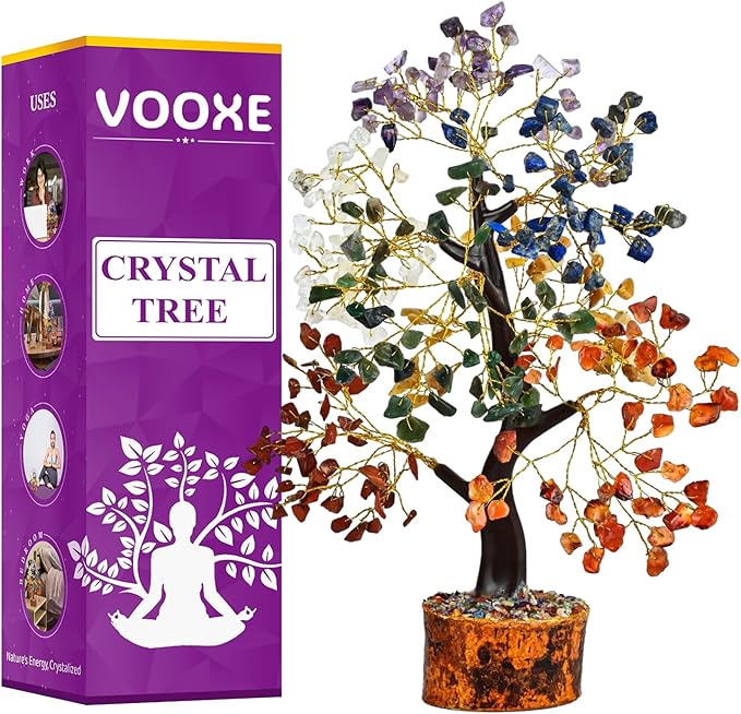 Crystal Tree of Life Seven Chakra, Crystal Healing Stone for Home Office & Decor FENG Shui Money Tree Positive Energy Gifts for Women, MOM,Wife Birthday