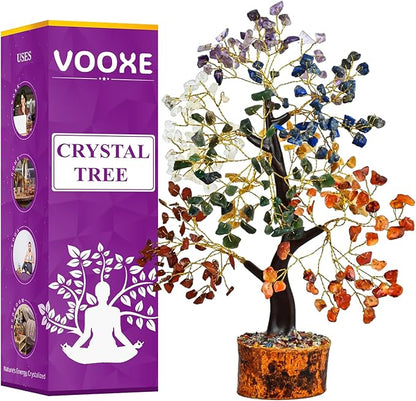 Crystal Tree of Life Seven Chakra, Crystal Healing Stone for Home Office & Decor FENG Shui Money Tree Positive Energy Gifts for Women, MOM,Wife Birthday