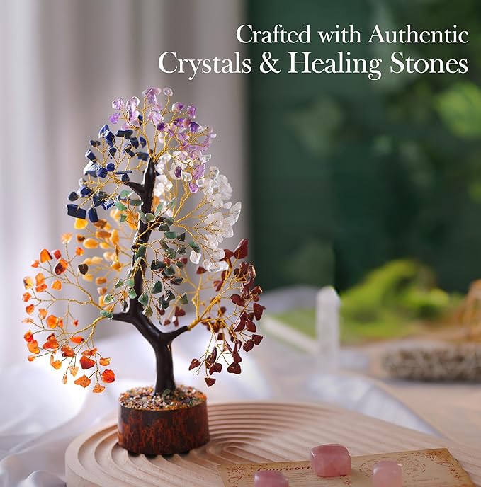 PYOR 7 Chakra Tree of Life Crystal Tree – Spiritual Healing Crystals & Stones | Housewarming Gift for New Home | Birthday Gift for Women | Home Decor Office Decor
