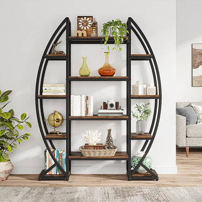 Tribesigns Curved Plant Stand Indoor, 8 Tiered Large Metal Plant Shelf, 69" Tall Industrial Flower Pot Stand Display Rack for Indoor Living Room, Balcony, Patio (Brown)
