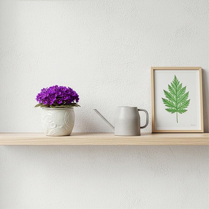 6.5” Ceramic Self Watering African Violet Planter with Embossed Floral Design – Durable Indoor Plant Pot for Orchids, Succulents, and Houseplants