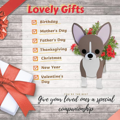 Chihuahua Dog Planter Plant Pots,Cute Dog Flower Planter,Gifts for Pet Lovers,Unique Animal Plant Pots,Office,Indoor Outdoor Garden Decor(9.45 * 8.66 * 13.39in)