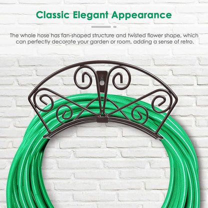TomCare Garden Hose Holder Heavy Duty Water Hose Holder Solid Metal Hoses Hanger Wall Mount Decorative Durable Garden Hoses Storage Hose Reel Hose Organizer for Outside Yard, Bronze
