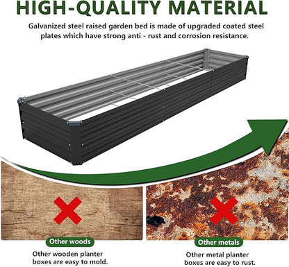 12×2×1FT(2PCS) Galvanized Raised Garden Bed Kit, Metal Planter Boxes,Large Outdoor Planters Garden for Planting Vegetables,Flowers,Herbs -Black