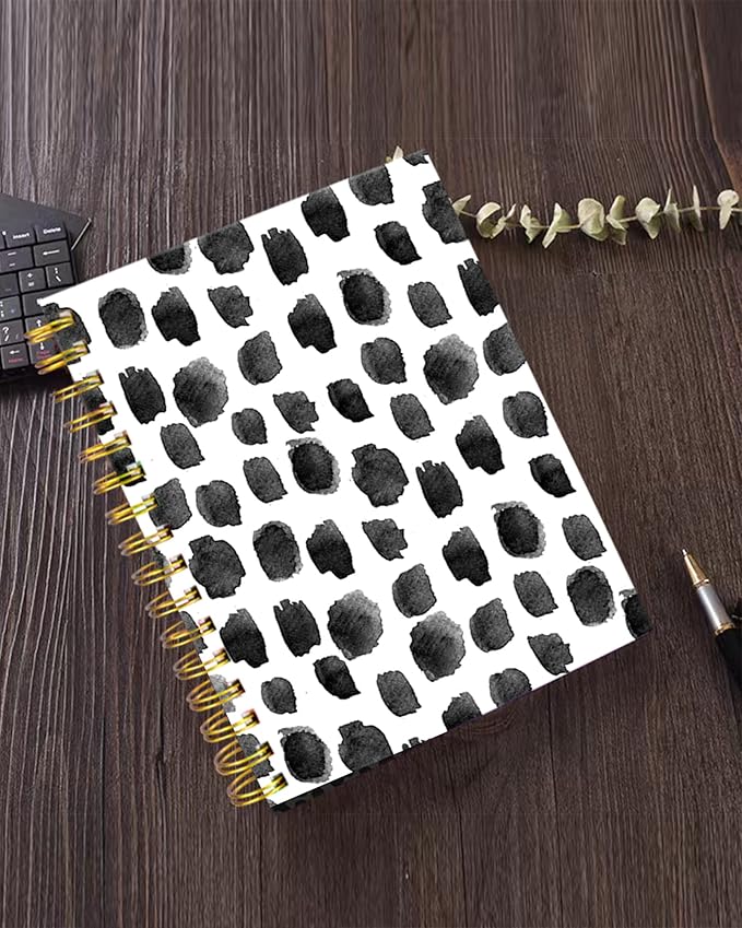 iampanda Spiral Journal Notebook,Strong Twin-Wire Binding with Premium Paper for Girl Women,Cute 60 Sheets A5 College Ruled Notebook/Journal,Perfect for School Office Home Gifts,Black Polka Dot