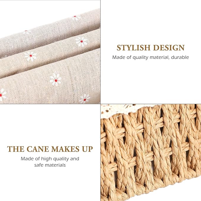 3pcs Woven Rattan Storage Basket for Desktop Organization Break-resistant Containers with Chic Beige Design for Home and Office Sundries Storage