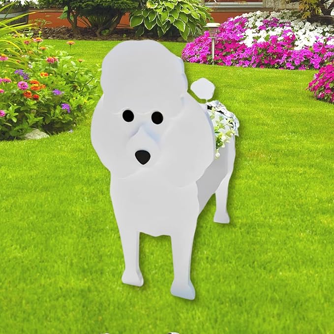Poodle Dog Planter Plant Pots,Cute Dog Flower Planter,Gifts for Pet Lovers,Unique Animal Plant Pots,Office,Indoor Outdoor Garden Decor(9.45 * 8.35 * 13.39in)