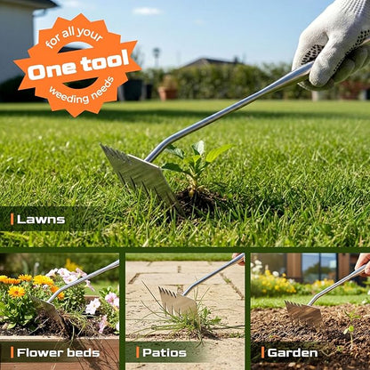 2025 Upgraded Weed Puller Tool, 6-Tooth Manganese Steel Manual Weeders, Portable Garden Weed Remover Tools for Vegetable Gardening Backyard Farm Planting & Weeding