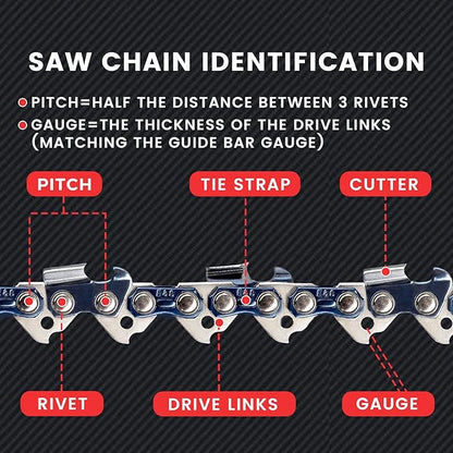 E & S 3 Pack 20 Inch Chainsaw Chain .325" Pitch .058" Gauge 78 Drive Links Semi-Chisel Chain Saw Chains for Husqvarna, Poulan, Craftsman, Greenworks and More Chainsaw Brands