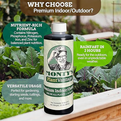 PlantVantage Premium Indoor/Outdoor Plant Food - NPK Fertilizer (4-15-12) with Zinc and Iron for House Plant, Trees and Vegetables - Indoor and Outdoor Plant Liquid Fertilizer - Easy Root Feed - 8 oz