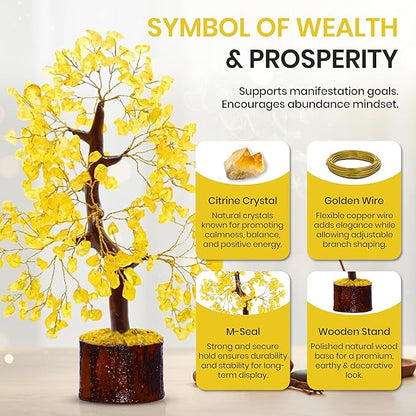 Citrine Tree of Life, Feng Shui Crystal Tree, Positive Energy Meditation Gift, 300 Bead