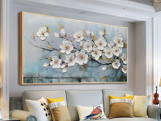 Anolyfi Framed Large Textured Canvas Wall Art for Living Room, Modern Elegant Landscape Artwork for Bedroom Hallway Dining Room Office Home Decor, 48"x24"