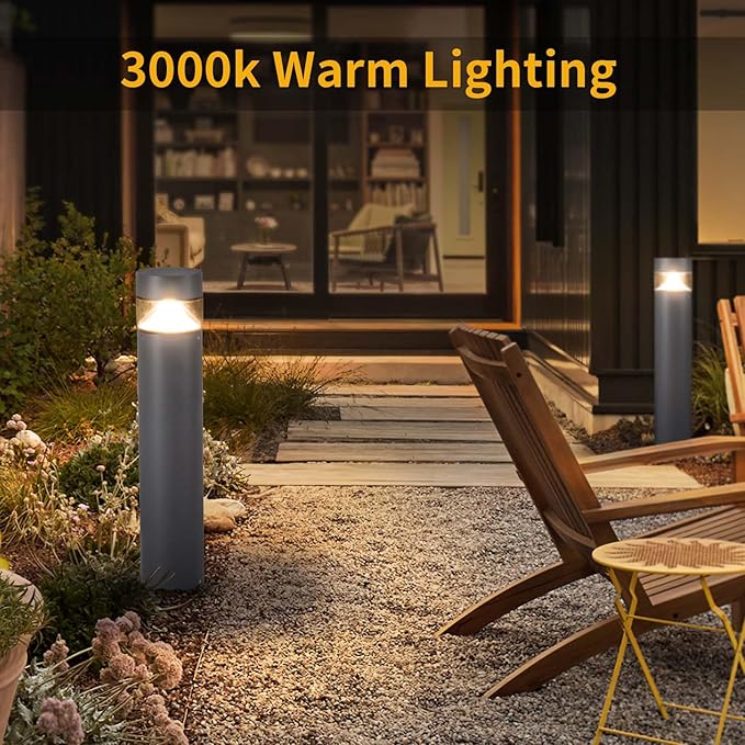 Outdoor Pathway Light, 32 in IP65 Waterproof Driveway Lights, 3000K led Landscape Lighting Outside，620LM Path Lights, 120V Hard Large Bollard Lamp for Garden Yard Patio Lawn Walkway Decor