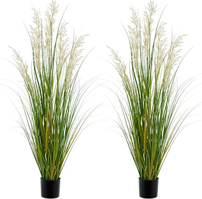 Artificial Plant 47in Tall 2pk Grass, Onion Grass Artificial Greenery Floor Plants Faux Pampas Grass in Pot, Ideal Housewarming/Office Gift for Indoor Outdoor