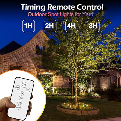 Spotlights Outdoor,120V Plug-in Halloween Spot Lights with Timer Remote Control,6000K Landscape Lighting with 5 Color Lenses (Red,Yellow,Green,Blue,Purple),IP67 Waterproof,1 Pack
