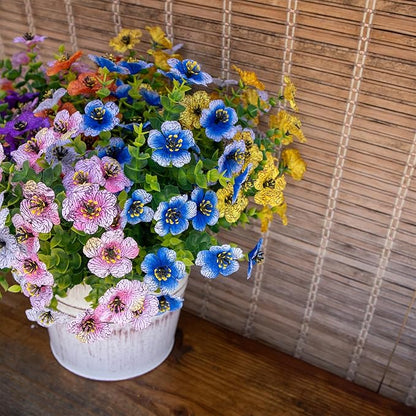 Artificial Flowers for Outdoors UV Resistant, 12 Bundles Realistic Silk Flower Faux Fake Plants for Porch Patio Yard Planters, Spring Summer Home Garden Decor, White