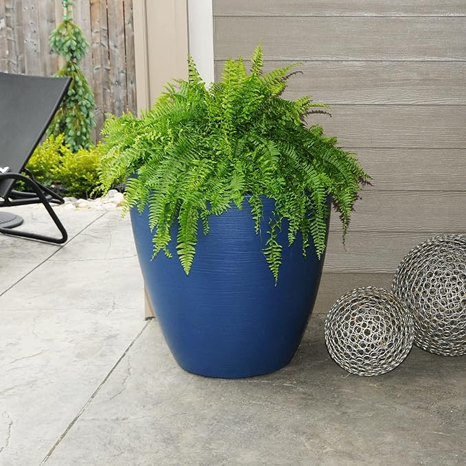 Mayne Modesto Round Planter with Sloped Top and Textured Finish