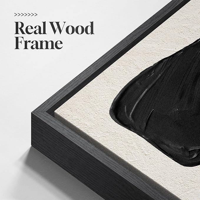 Framed Black and White Abstract Wall Art, 3 Piece Black Boho Floral Botanical Canvas Prints Painting for Living Room, Mid Century Modern Flower Artwork for Bedroom Hallway Office Home Decor, 16x24 In