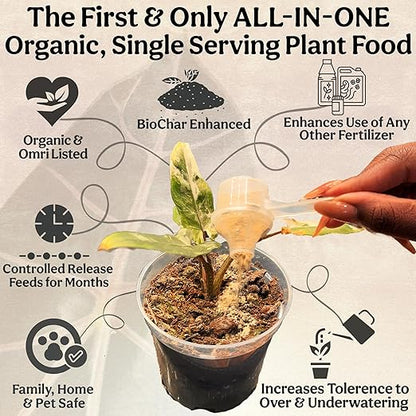 Organic Plant Food, Indoor Plant Food for Houseplants & Aroids, Organic Fertilizer for Flower & Vegetable Gardens, 1lb = 25 Servings, Feeds 50 gal Instantly and Slow Release