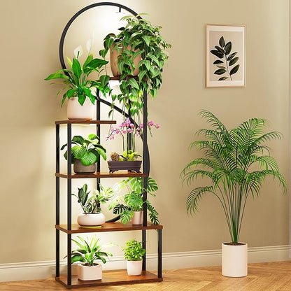 Plant Stand Indoor with Grow Lights, Large Plant Stands for Indoor Plants Multiple, 67" Tall Plant Shelf Indoor with 5 Lights Tiered Plant Holder, Lighted Corner Plant Stand for Home Decor