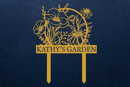 Personalized Metal Garden Sign with Stake, Custom Garden Decor for Outdoor, Custom Family Name Sign, Patio Decorations, Lawn Art, Farmhouse Decorative, Housewarming Gift (CstmDesign12)
