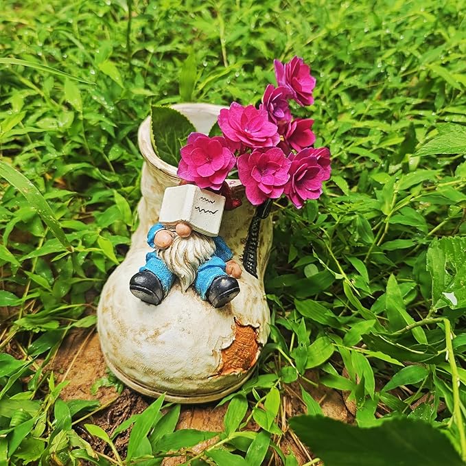 Cute Planter Pot Suitable for Indoor and Outdoor, Small gnome Resin Succulent Plant Flower pots, Decorative Fun Flower pots with Drainage Holes, Ideal Home and Garden Decoration Gifts