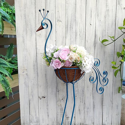 Metal Peacock Planter with Fiber Basket -Garden Bird Planters for Outdoor Indoor Lawn,Yard,Porch,Patio, Garden Decorations（Set of 2）
