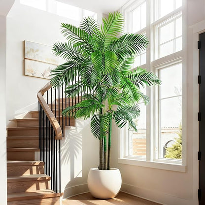Big Artificial Palm Tree Tall Faux Tropical Trees Indoor Outdoor Realistic Floor Plants Large Fake Plant for Home Living Room Office Decor Porch Outside Patio arboles para Modern Farmhouse decoracion