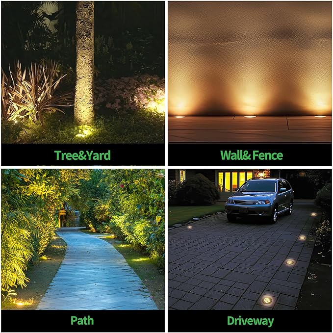 Ground Well Lights, Landscape LED Low Voltage In-Ground Lights, Outdoor Waterproof IP67, 12V Wired Aluminum Grille Top ORB for Wall 6W 350LM 8 Pack, Color Temp Random: 3000K or 5CCT