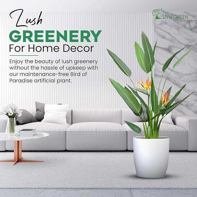 Bird of Paradise Artificial Plant 140cm (4.5 ft), Artificial Tree with Flowers for Home Decoration, Realistic Look, Faux Tall Plant for Indoor use, Tropical Faux Floor Plant, 1 Pack