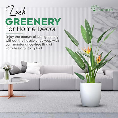 Bird of Paradise Artificial Plant 140cm (4.5 ft), Artificial Tree with Flowers for Home Decoration, Realistic Look, Faux Tall Plant for Indoor use, Tropical Faux Floor Plant, 1 Pack
