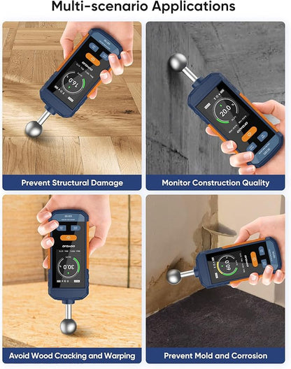 Pinless Moisture Meter for Wood, Walls & Drywall | Digital Moisture Meter, Firewood Moisture Tester & Concrete Reader | GS130 USB-C Rechargeable Humidity Tester