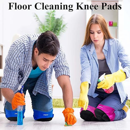 Gardening Knee Pads for Women & Men with Adjustable Non-Slip Straps — Perfect Foam Knee Pad for work, Garden, Yard, Mechanic, Womens Knee Pads for Cleaning Floors or Soft Kneeling Pads for Christmas, Blue L (1 Pair)