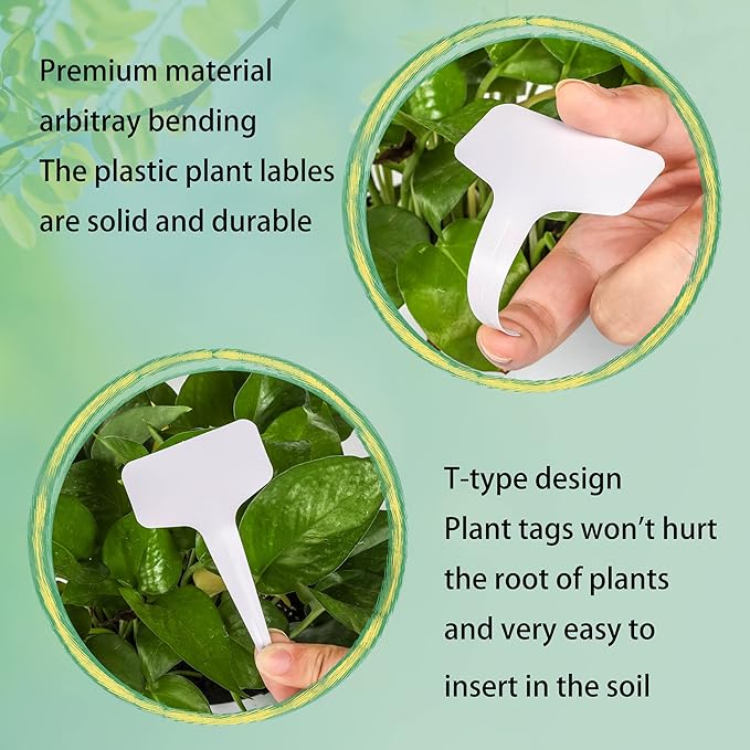 Plant Labels 200Pcs 4 InchT-Type Plant Name Tags Garden Seed Labels Markers Plastic Tag for Outdoor Waterproof Plant Label Stakes with Permanent Marking Pen