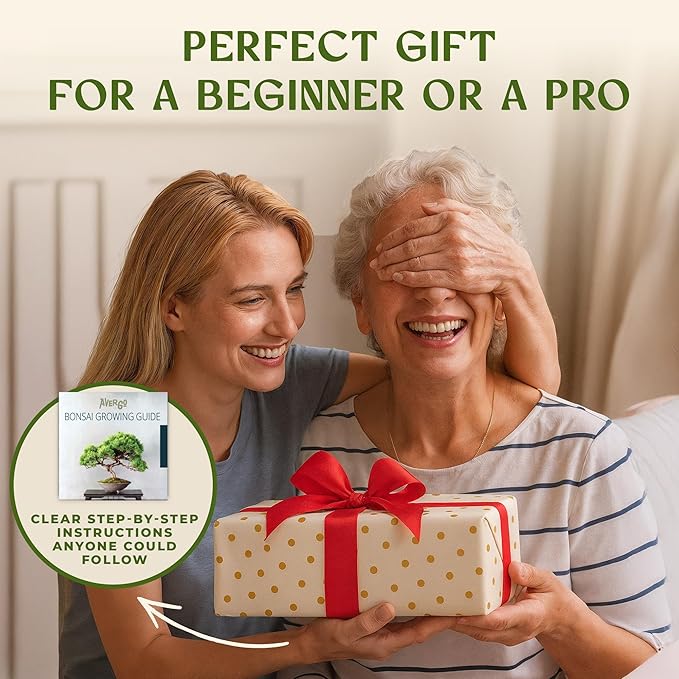 Avergo Bonsai Tree Kit – 3X Unique Japanese Bonzai Trees | Complete Indoor Starter Kit for Growing Bonsai Plants with Tools & Planters – Gardening Gifts for Women & Men