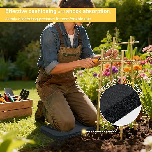 MELOTOUGH Garden Kneeling Pad, 1" Thick Soft NBR Foam Kneeling Pads for Gardening, Cleaning, Work - Lightweight & Comfortable, 15.75"x7.2" (Black)