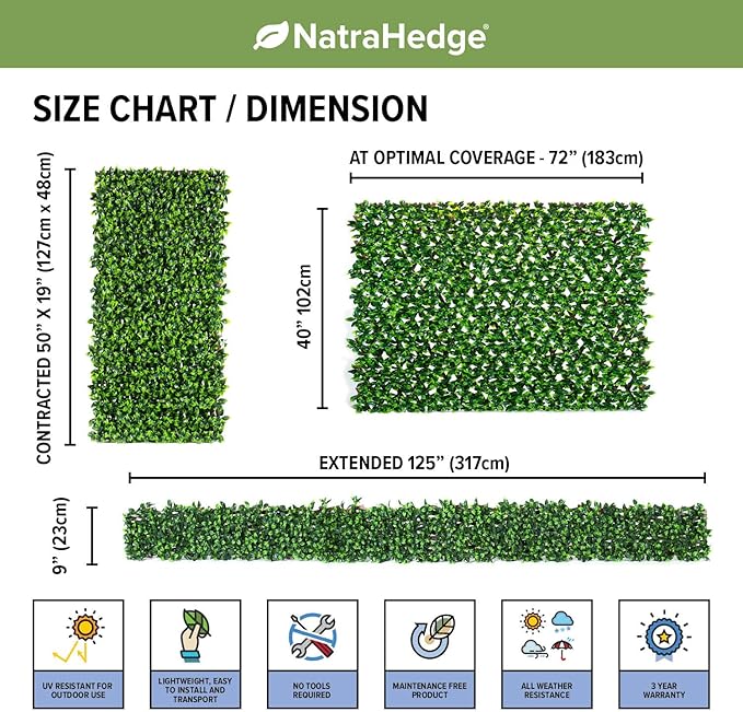 NatraHedge Artificial Ficus Leaf Expandable Lattice