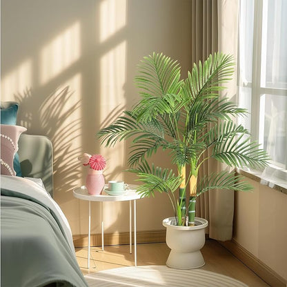 GarveeHome Artificial Palm Tree, 4FT Faux Plants Indoor with 14 Trunks - Faux Tropical Areca Floor Plant in Pot - Artificial Silk Plant for Indoor Outdoor Home Garden Patio Office Décor